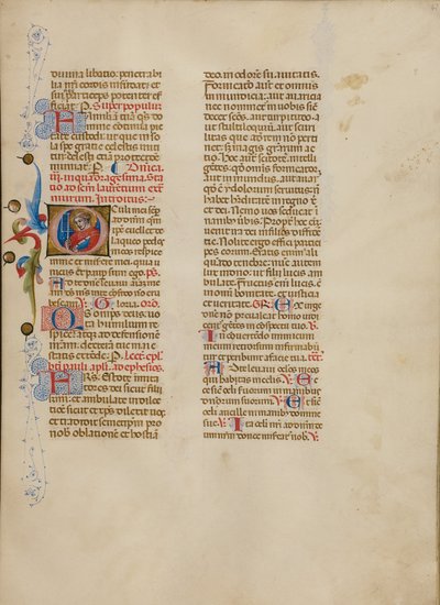 Počáteční písmeno O: Saint Lawrence od Master of the Brussels Initials