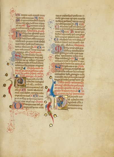 Iniciála P: Saint George; Iniciála P: Saint Mark od Master of the Brussels Initials