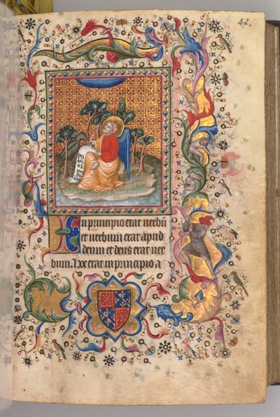 Hodiny Karla Šlechetného, navarrského krále (1361-1425): fol.1r, sv. Jan Evangelista od Master of the Brussels Initials and Associates