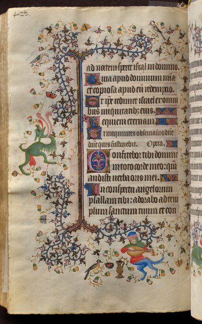 Hodiny Karla Šlechetného, navarrského krále (1361-1425): fol. 205v, Text od Master of the Brussels Initials and Associates