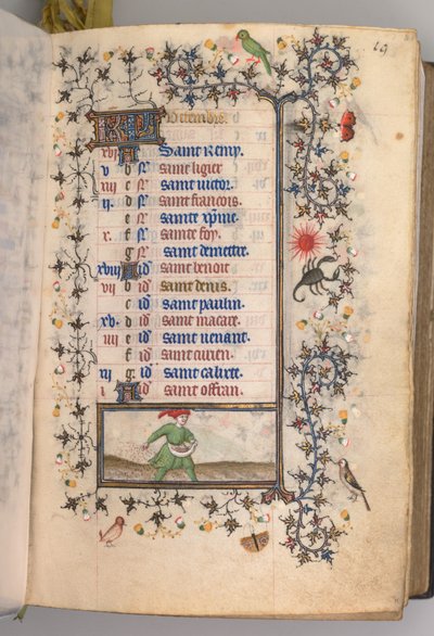 Hodiny Karla Vznešeného, krále navarrského 1361-1425: fol. 10r, říjen, c. 1405. od Master of the Brussels Initials and Associates