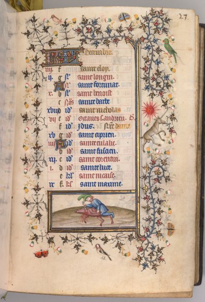 Hodiny Karla Vznešeného, krále navarrského 1361-1425: fol. 12r, prosinec, c. 1405. od Master of the Brussels Initials and Associates