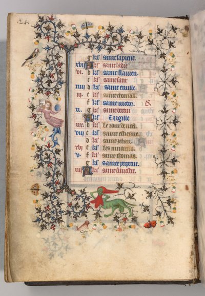 Hodiny Karla Vznešeného, krále navarrského 1361-1425: fol. 12v, prosinec, c. 1405. od Master of the Brussels Initials and Associates