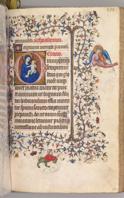 Hodiny Karla Vznešeného, krále navarrského 1361-1425: fol. 261r, Panna a dítě, c. 1405. od Master of the Brussels Initials and Associates