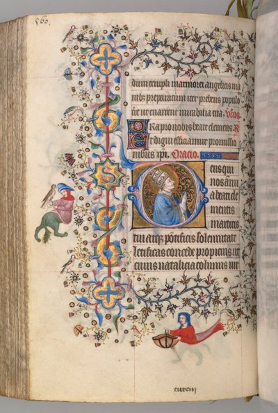 Hodiny Karla Vznešeného, krále navarrského 1361-1425, , fol. 274v, sv. Kliment, c. 1405. od Master of the Brussels Initials and Associates