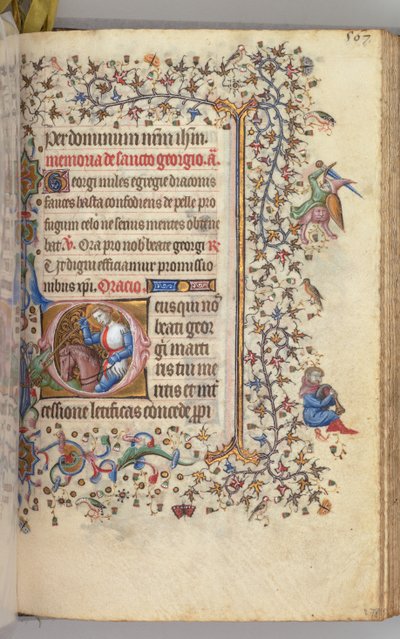 Hodiny Karla Vznešeného, krále navarrského 1361-1425, fol. 278r, Svatý Jiří, k.ú. 1405. od Master of the Brussels Initials and Associates