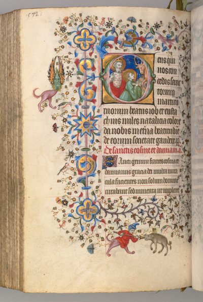 Hodiny Karla Vznešeného, krále navarrského 1361-1425, fol. 280V, SS. Job a Eustace, c. 1405. od Master of the Brussels Initials and Associates