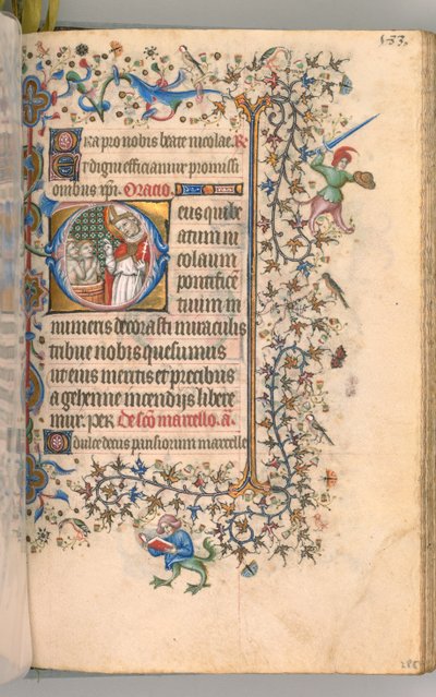 Hodiny Karla Vznešeného, krále navarrského 1361-1425, fol. 2865r, Mikuláš, k.ú. 1405. od Master of the Brussels Initials and Associates