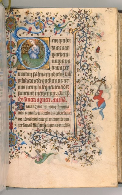Hodiny Karla Vznešeného, krále navarrského 1361-1425, fol. 299a, Svatá Markéta, k.ú. 1405. od Master of the Brussels Initials and Associates