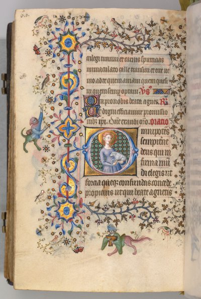 Hodiny Karla Vznešeného, krále navarrského 1361-1425, fol. 299v, svatá Anežka, kol. 1405. od Master of the Brussels Initials and Associates