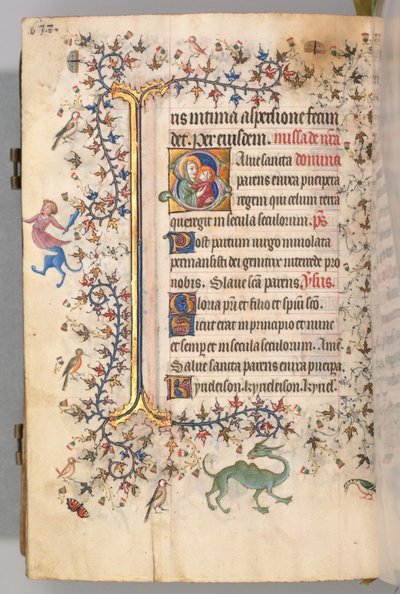 Hodiny Karla Vznešeného, krále navarrského 1361-1425, fol. 313v, Panna a dítě, c. 1405. od Master of the Brussels Initials and Associates
