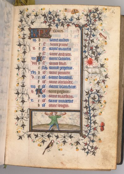 Hodiny Karla Vznešeného, krále navarrského 1361-1425: fol. 3r, březen, c. 1405. od Master of the Brussels Initials and Associates