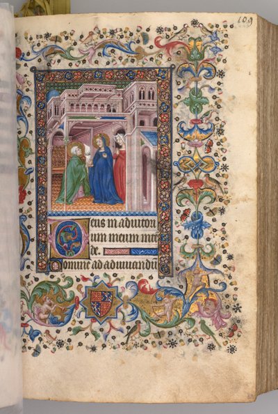 Hodiny Karla Vznešeného, krále navarrského 1361-1425: fol. 55r, The Visitation Lauds, c. 1405. od Master of the Brussels Initials and Associates
