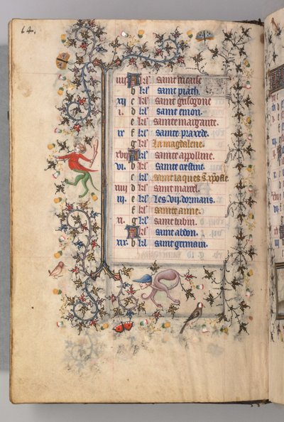 Hodiny Karla Vznešeného, krále navarrského 1361-1425: fol. 7v, červenec, c. 1405. od Master of the Brussels Initials and Associates