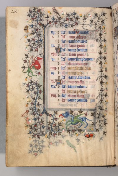 Hodiny Karla Vznešeného, krále navarrského 1361-1425: fol. 8v, srpen, c. 1405. od Master of the Brussels Initials and Associates