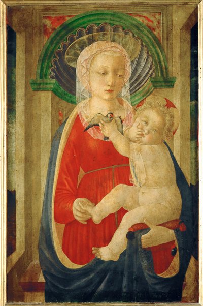 Madona s dítětem a zlatohlávkem ... od Master of the Castello Nativity
