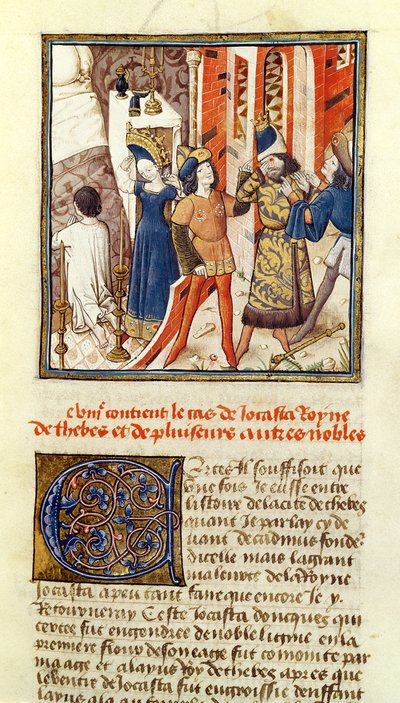 Ms 622 fol.12 Jokasta, královna Théb, z knihy "Des Hommes Illustres" (pergamen) od Master of the Champion des Dames
