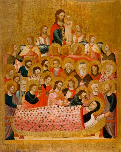""La dormition de la vierge"" Usnutí Panny Marie - Peinture du Maitre de la Madone Cini (aktivní cca 1330) - cca 1330 - Tempera na panelu - 50,3x41,2 - Museu Nacional d