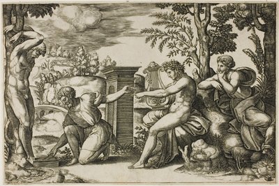 Apollo a Marsyas od Master of the Die