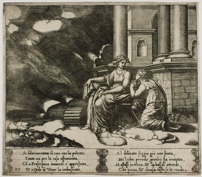 Proserpina dává Psyche schránku krásy od Master of the Die
