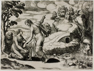 Venuše nařizuje Psyché, aby hledala vodu z fontány střežené draky od Master of the Die