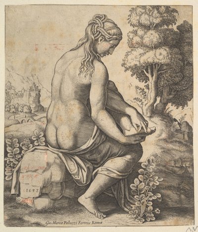 Venuše, jak si sundává trn z nohy, 1532. od Master of the Die
