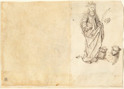 Svatá Anežka (verze) od Master of the Drapery Studies after Martin Schongauer