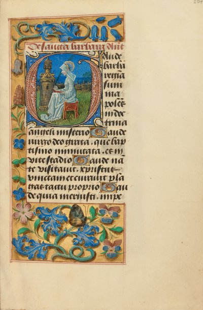 Počáteční písmeno G: Svatá Barbora od Master of the Dresden Prayer Book