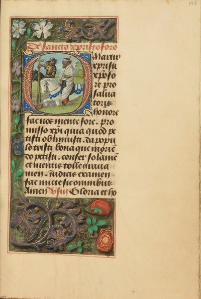 Počáteční písmeno O: Saint Christopher od Master of the Dresden Prayer Book