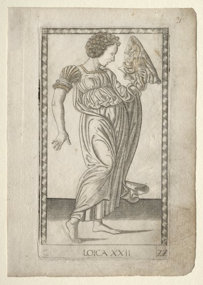 Logika z Tarocchi, série C: Liberal Arts, #22, před rokem 1467. od Master of the E-Series Tarocchi