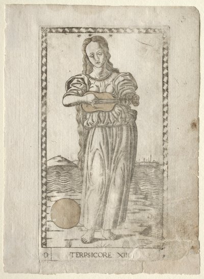 Terpsichore tanec a píseň ze série Tarocchi D..., před rokem 1467. od Master of the E-Series Tarocchi