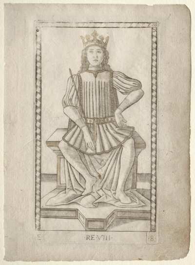 Král z Tarocchi, série E: Podmínky člověka, #8, před rokem 1467. od Master of the E-Series Tarocchi