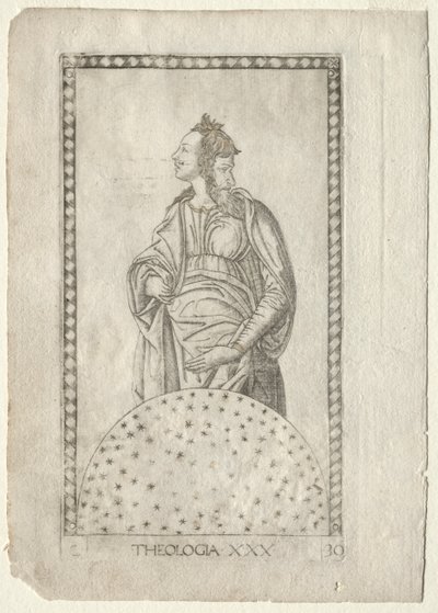 Teologie z Tarocchi, série C: Liberal Arts, #30, před rokem 1467. od Master of the E Series Tarocchi
