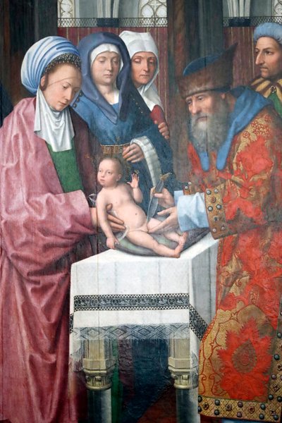 Muzeum Evora. Mistr oltářního obrazu Evora. Kristova obřízka. Olej na panelu. Vlámská škola 1500. Portugalsko. od Master of the Evora Altarpiece