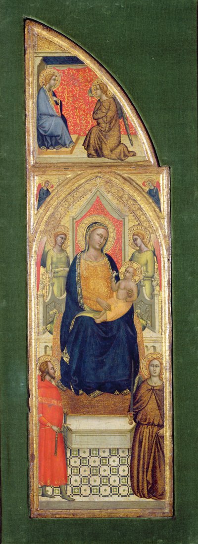 Panna s dítětem na trůně (olej na desce) od Master of the Fabriano Altarpiece (attr. to)