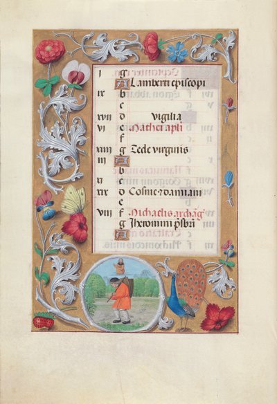 Hodiny královny Isabely Katolické, královny Španělska: Fol. 10v, září, cca. 1500. od Master of the First Prayerbook of Maximillian