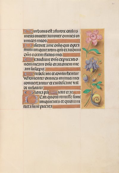 Hodiny královny Isabely Katolické, královny Španělska: Fol. 201r, c. 1500. od Master of the First Prayerbook of Maximillian