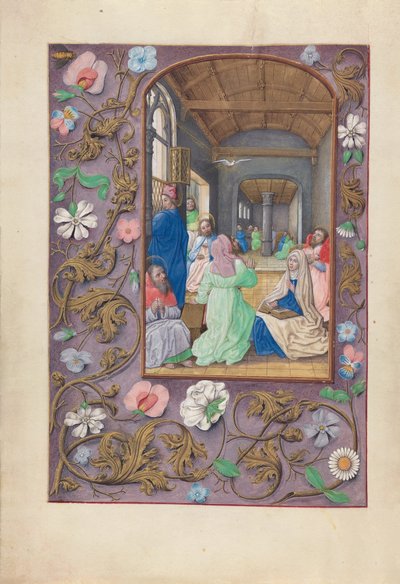 Hodiny španělské královny Isabely Katolické:  Fol. 31v, Letnice od Master of the First Prayerbook of Maximillian