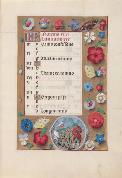 Hodiny královny Isabely Katolické, královny Španělska: Fol. 4r, březen, c. 1500. od Master of the First Prayerbook of Maximillian