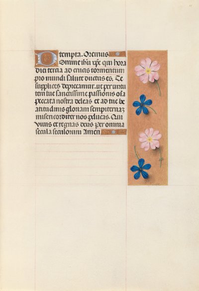 Hodiny královny Isabely Katolické, královny Španělska: Fol. 65r, c. 1500. od Master of the First Prayerbook of Maximillian
