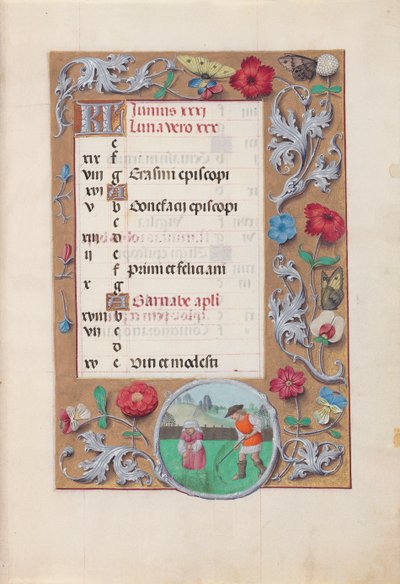 Hodiny královny Isabely Katolické, královny Španělska: Fol. 7r, červen, c. 1500. od Master of the First Prayerbook of Maximillian
