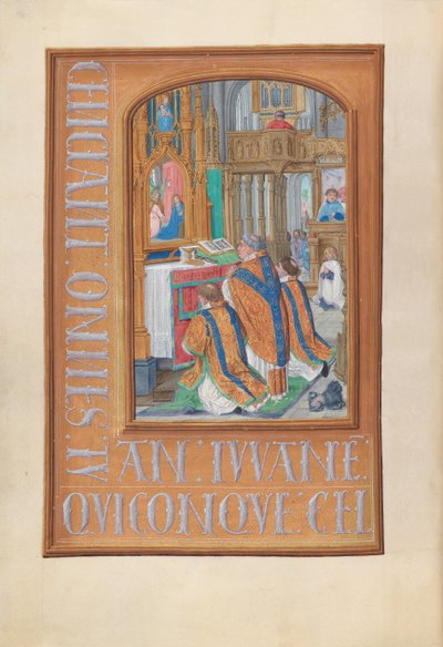 Hodiny královny Isabely Katolické, královny Španělska: Fol. 87v, Slavení mše, c. 1500. od Master of the First Prayerbook of Maximillian