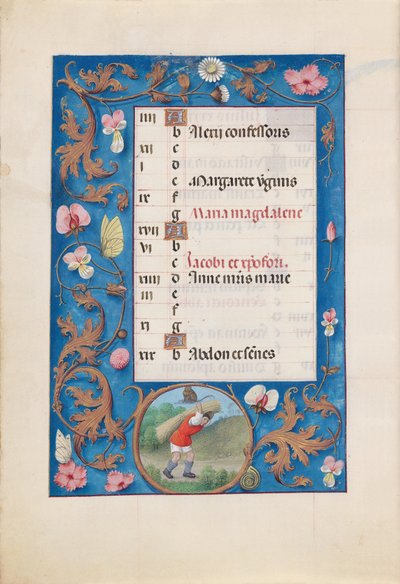 Hodiny španělské královny Isabely Katolické:  Fol. 8v, červenec od Master of the First Prayerbook of Maximillian