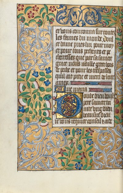 Kniha hodin Použití Rouen: fol. 151v, Propracovaný okraj listí, c. 1470. od Master of the Geneva Latini