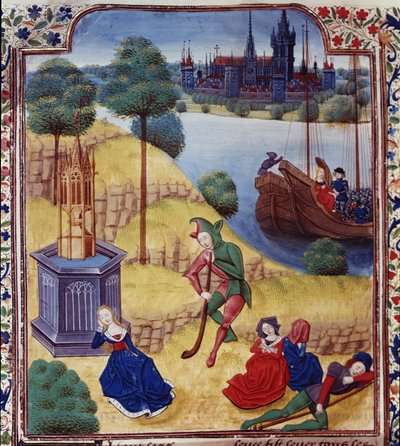 Přidejte 35322 fol.227v Ephigenia and Cimone, od Giovanniho Boccaccia (1313-75) 
