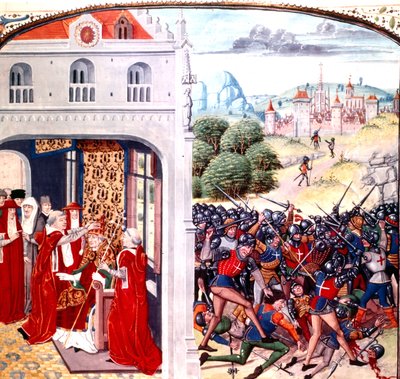 Vysvěcení papeže Řehoře IX. v Avignonu ve Francii (pontifikát v letech 1227-1241) Jeanem Froissartem (vellum) od Master of the Harley Froissart
