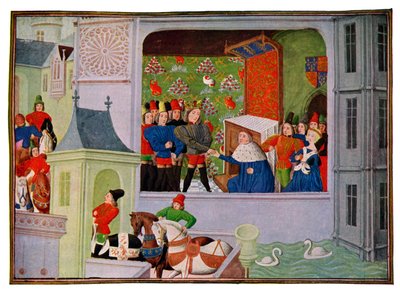 Rozhovor Richarda II. a vévody z Gloucesteru, 14. století 15. století. od Master of the Harley Froissart