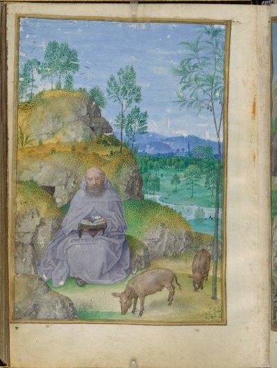 Svatý Antonín opat na poušti, miniatura z Emerson-White Hours. od Master of the Houghton Miniatures