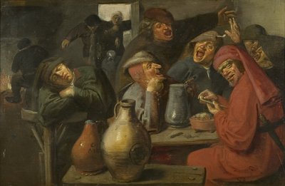 Interiér hospody, rolníci kolotoč, kolem 1635 (olej na panelu) od Master of the Large Jar