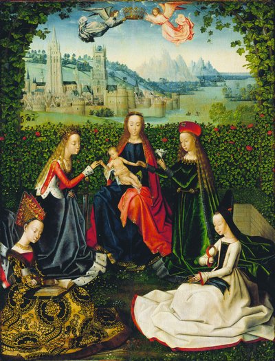 Panna z růžové zahrady od Master of the Legend of Saint Lucy